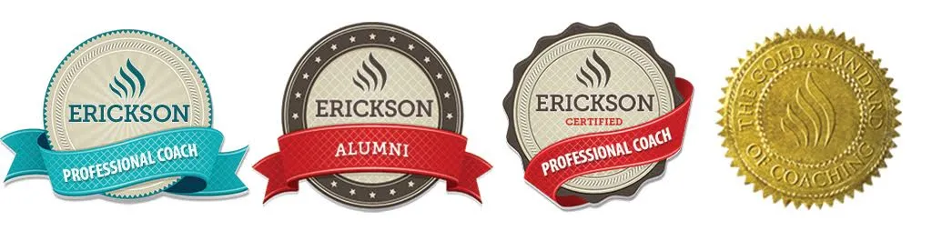 Erickson Professional Coach, Erickson Alumni, Erickson Certified Professional Coach, and The Gold Standard of Coaching seals